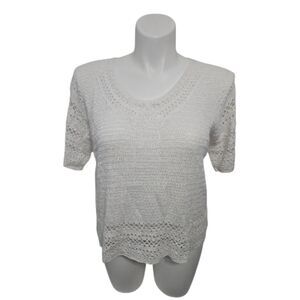 Koret Knitted Top Women Large White Cotton Blend